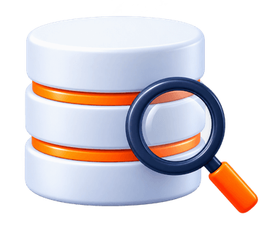 Turn data into clear insights database with magnifying glass