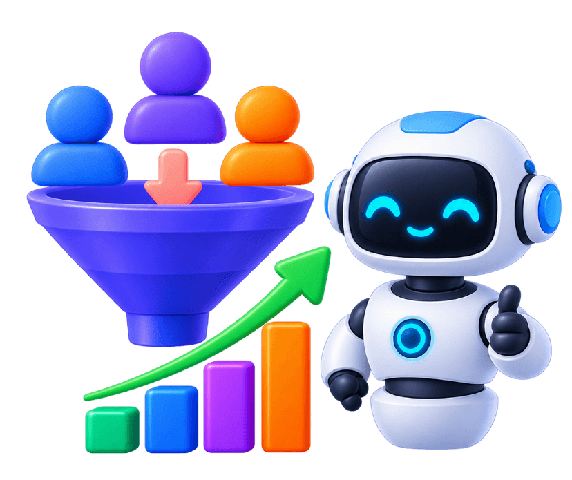 AI Sales and Lead qualification funnel with growth conversion charts