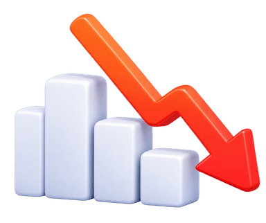 No clear return on investment with falling bar chart and downward arrow