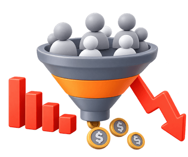 High website traffic with low conversion rates illustration