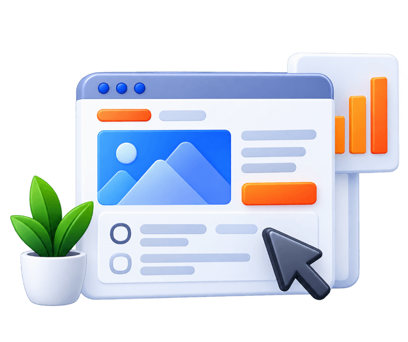 Landing page UI UX design and conversion rate optimization illustration