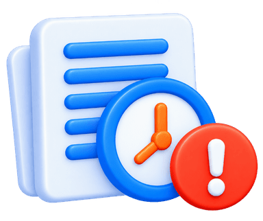 Claim delays 3D illustration with documents and clock