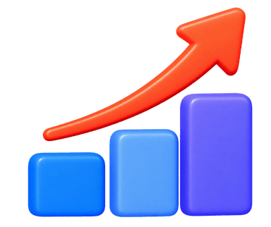 Flexible capacity 3D illustration with rising growth bar chart