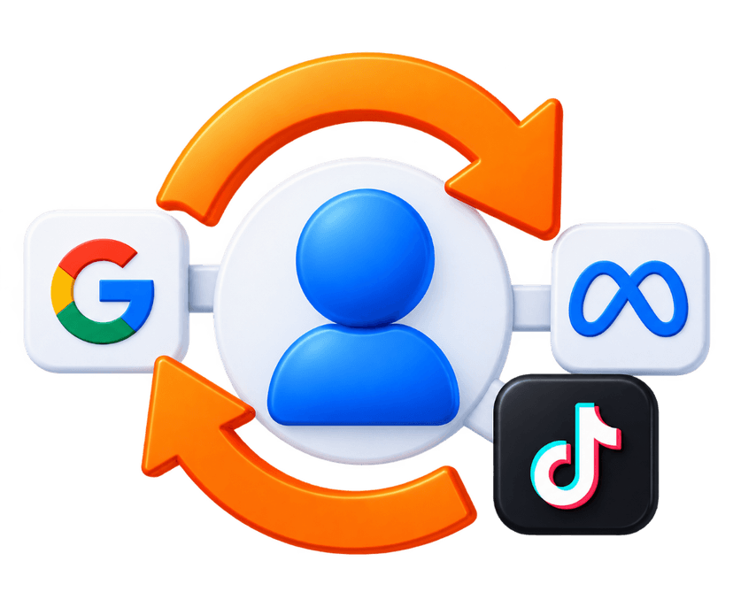 Remarketing campaigns and retargeting funnel with audience segments