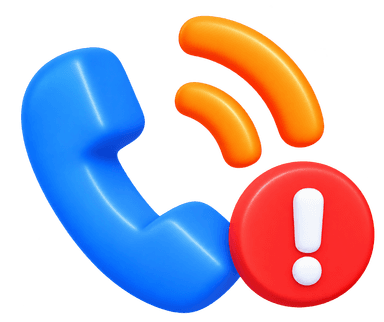 Missed phone orders 3D illustration with telephone and alert icon