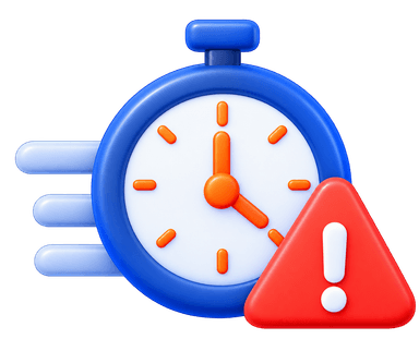 Slow response times 3D illustration with hourglass clock and pending inquiry queue