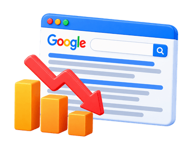 Low organic search rankings and visibility chart