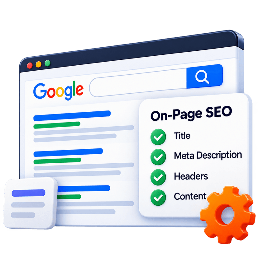 On-Page SEO content and meta tags optimization interface