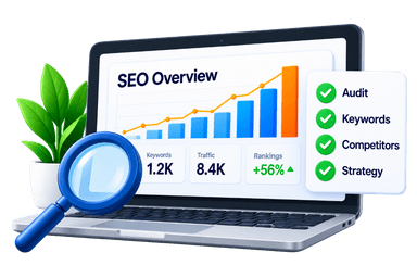 Strategic SEO analytics and ranking growth chart