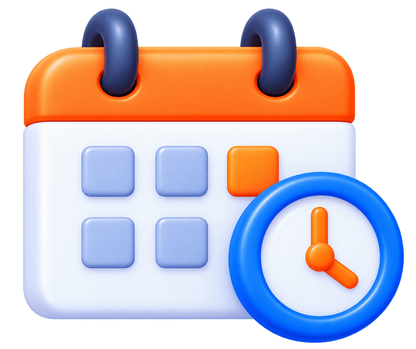 Executive assistant 3D illustration with calendar, clock, and scheduling