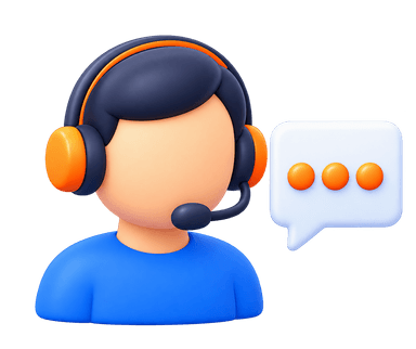 Flexible support 3D illustration with remote support specialist with headset and chat