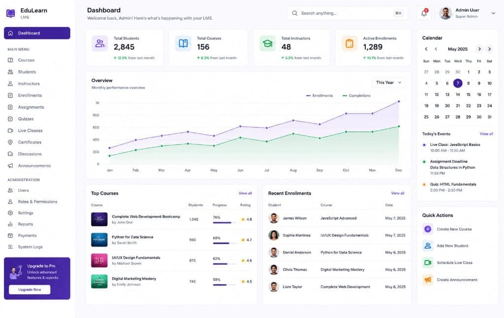 Learning Management System (LMS) project preview