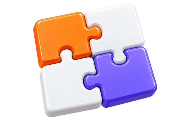 Connected jigsaw puzzle pieces fitting together