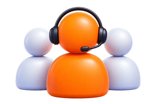 3D team members led by orange remote specialist with headset
