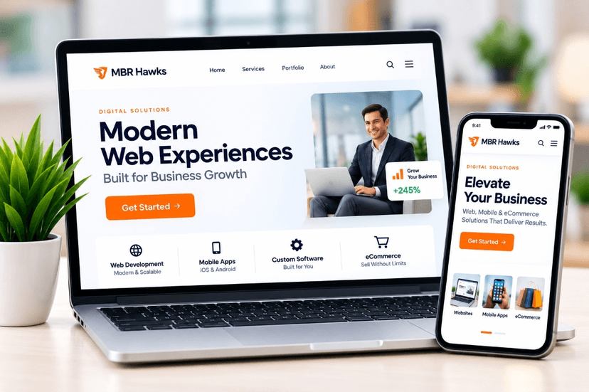 Modern Web Experiences on laptop and mobile phone