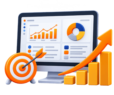 Drive measurable growth dashboard monitor with target and growth chart