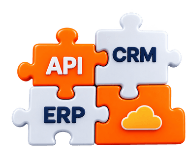 Integrate with existing tools API CRM ERP Cloud puzzle