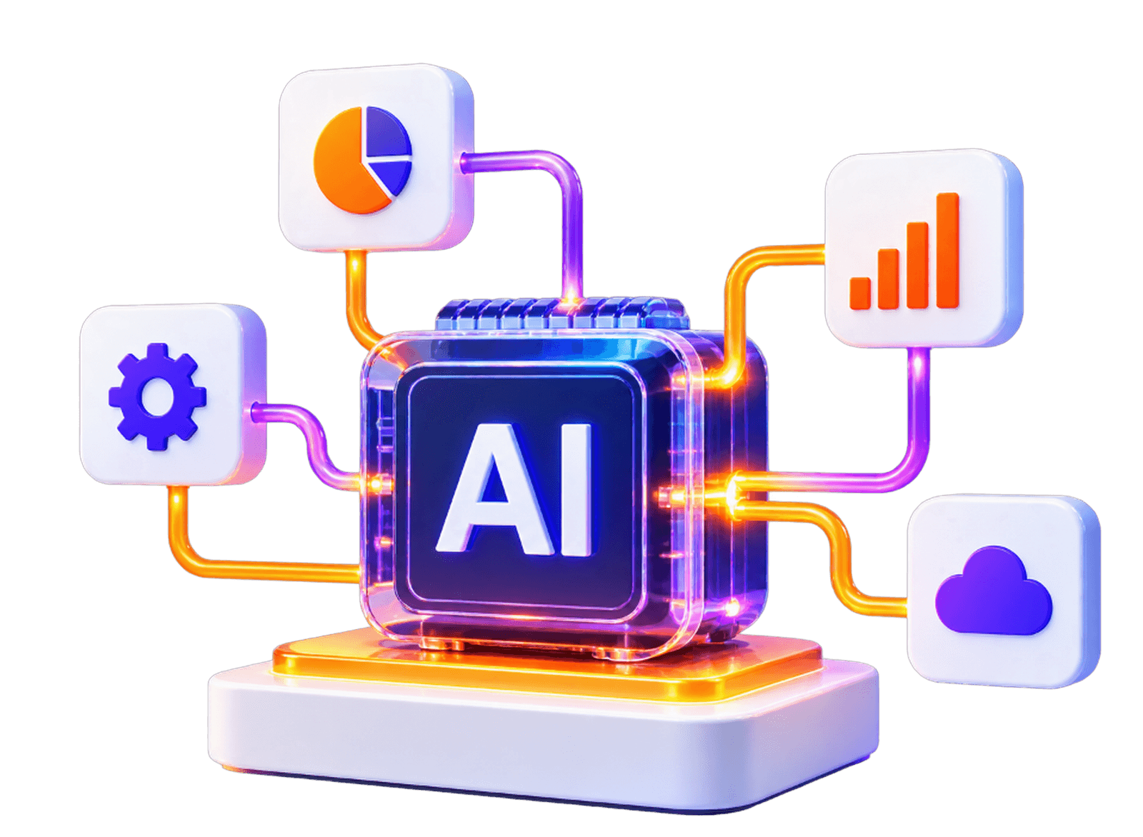 Custom AI system architecture with deep neural networks and data processing nodes