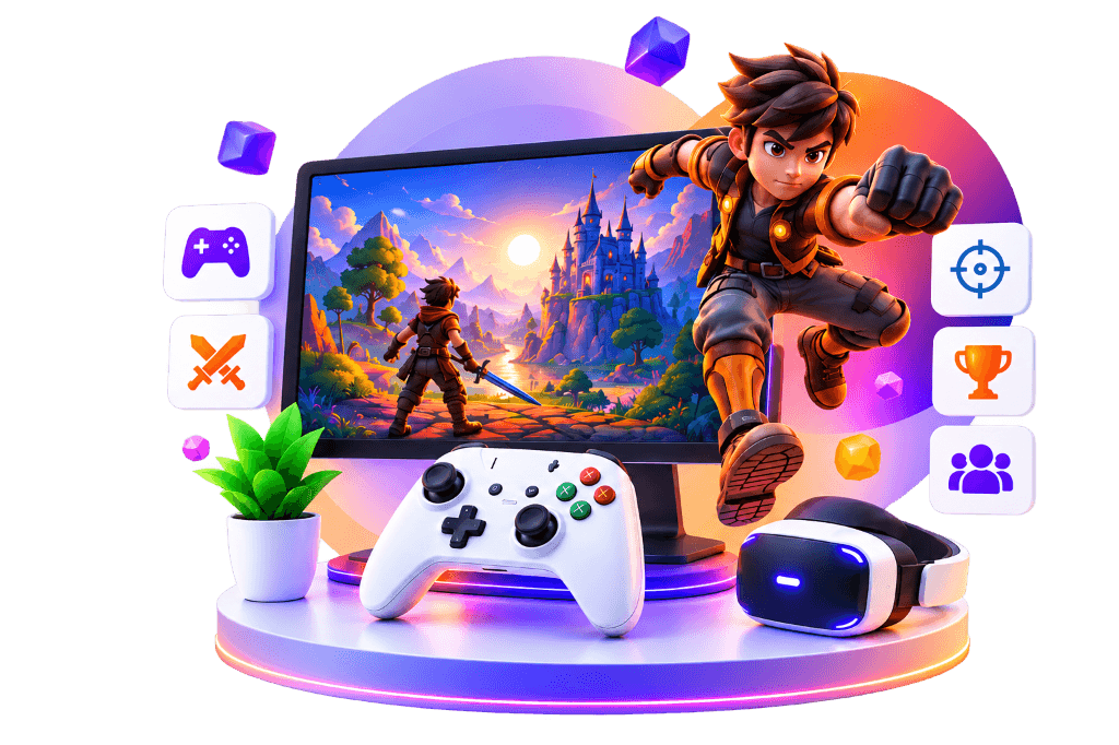 Interactive 3D game development showcase on multi-device setup