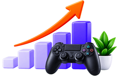 Future-Ready Growth bar chart with upward arrow and controller