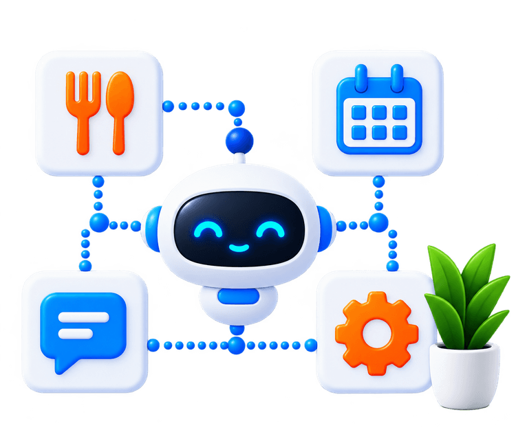 Restaurant AI assistant robot with POS system and menu