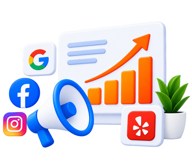 Restaurant marketing with Yelp, Google, Facebook and megaphone