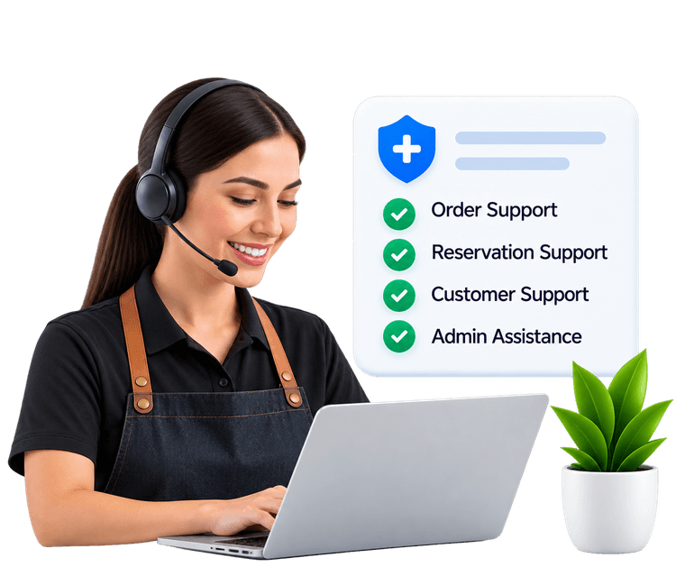 Restaurant order-taking agent with headset and menu checklist