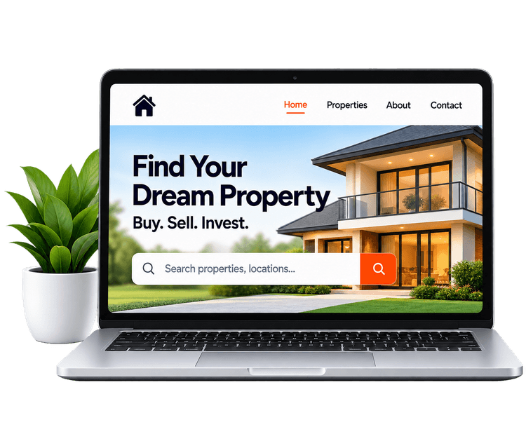 Real estate property listing portal website on laptop