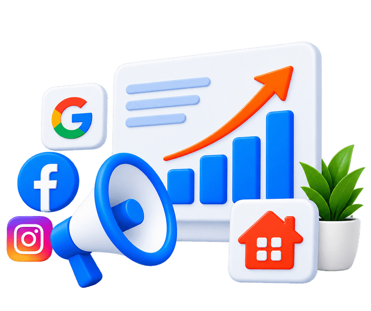Real estate lead generation marketing with Google, Facebook, Instagram