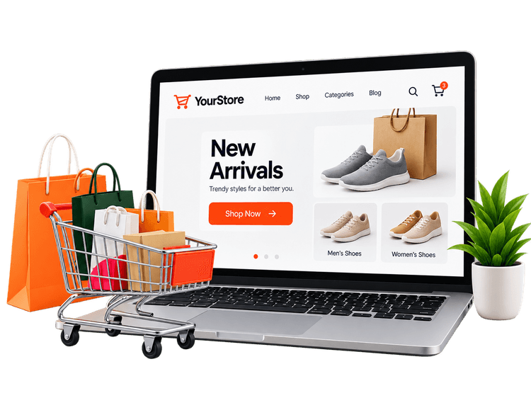 eCommerce online store storefront website on laptop