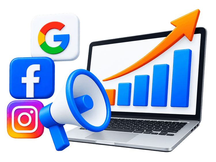 Technology SaaS marketing with Google, LinkedIn and megaphone