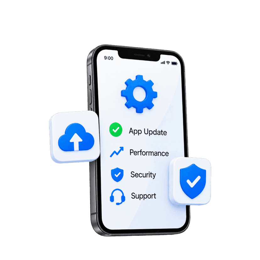 Mobile app maintenance and ongoing technical support dashboard