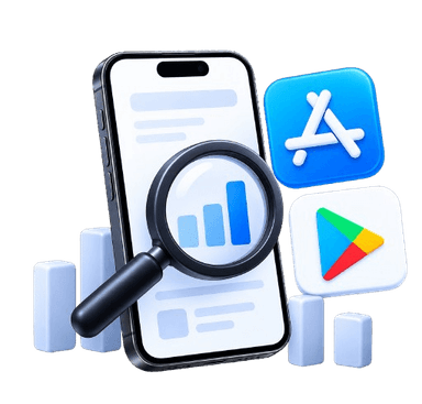 Low app store search rankings and visibility chart