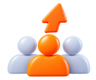 Scaling the Team 3 team member avatars with upward arrow