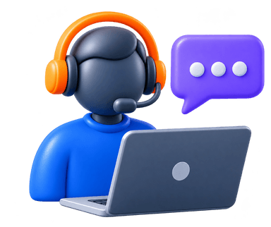 Ongoing team support developer with headset and chat bubble