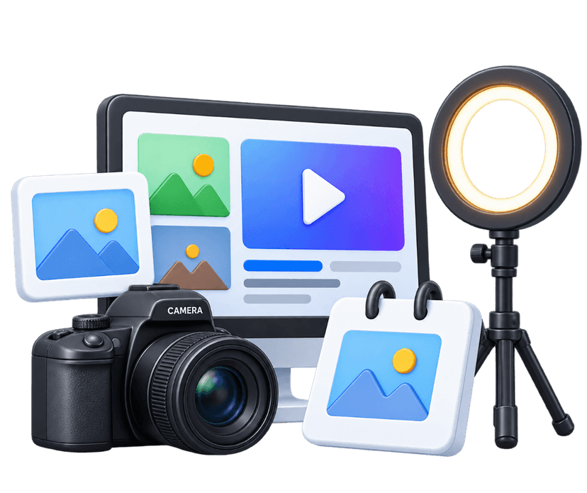 Creative social media content creation including reels and carousels