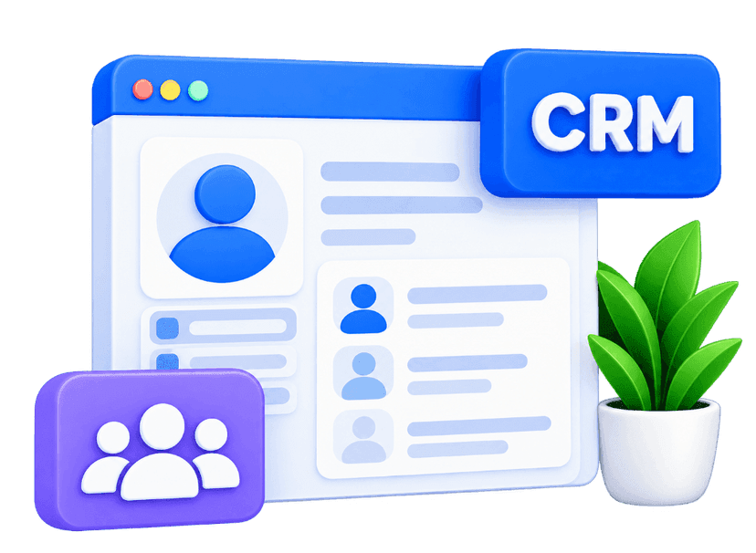 CRM Development window with user profiles and communication