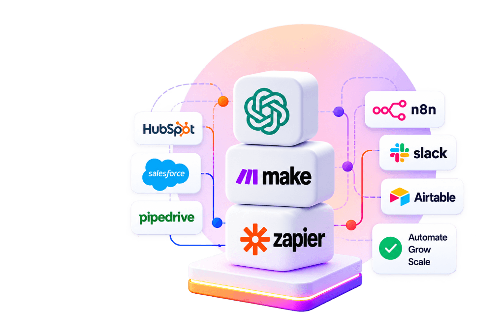 Business workflow automation pipeline connecting apps and databases