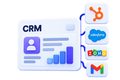 AI CRMs dashboard with Hubspot, Salesforce, Zoho and Gmail integrations